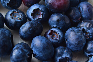 Raw and organic blueberries in pile