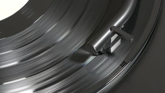 Overview shot of an lp record turning on a turn table