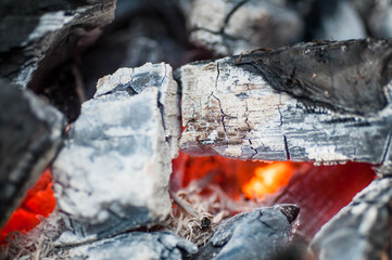 hot coals burning