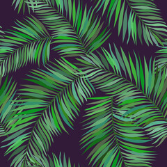 seamless pattern with green palm leaves
