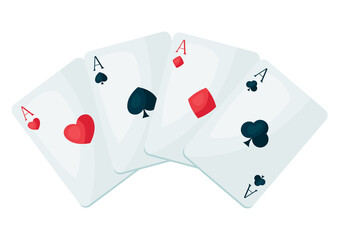 Illustration of four aces playing cards suit.