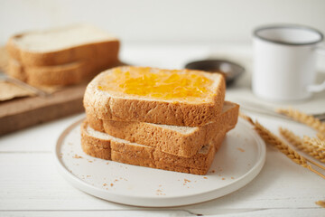 Delicious toasts with sweet jams.