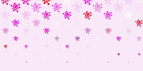 Light Purple, Pink vector backdrop with virus symbols.