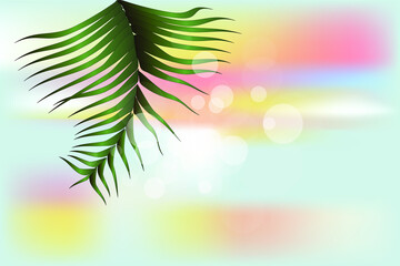 Plakat summer time with abstract leaves. summer background. sea, sun, sand. vector illustration. modern background. eps 10