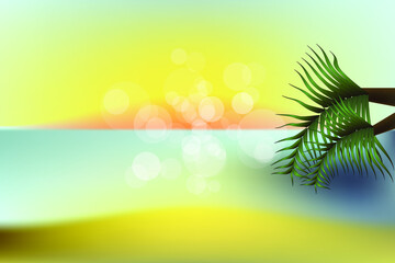 summer time with abstract leaves. summer background. sea, sun, sand. vector illustration. modern background. eps 10