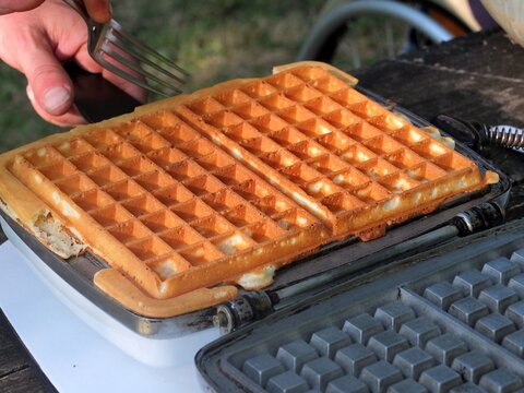Gaufres  sur un gaufrier.