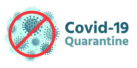 Covid-19 Quarantine. Global health protection, Coronavirus alert stay home in safety and 2019-nCov virus caution banner vector illustration. Ban 2019-ncov, disease coronavirus, covid-19 outbreak