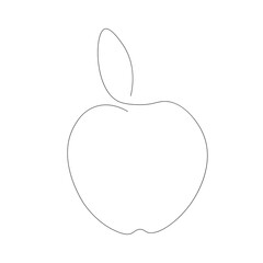 Apple icon on white background one line drawing, vector illustration	
