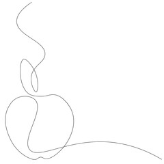 Apple background one line drawing, vector illustration	