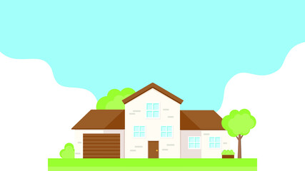 This is a facade of the house. Vector banner.