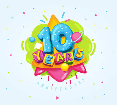 happy birthday kids illustration. 10 years anniversary