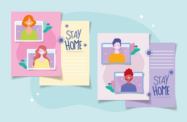 distancing social, stay at home, people online activities, prevention coronavirus covid 19