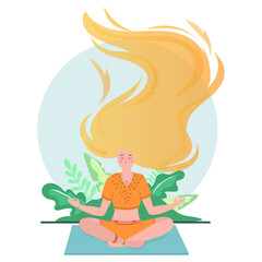 Yoga for women. Woman in lotus pose meditating.
