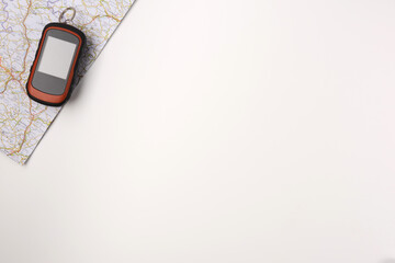Map with gps navigator on white background with empty space for text