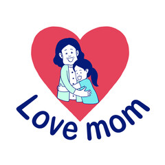 Love mom icon Happy Mother's Day vector icon illustration design