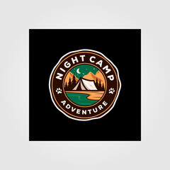 night camp adventure logo outdoor vector emblem illustration design