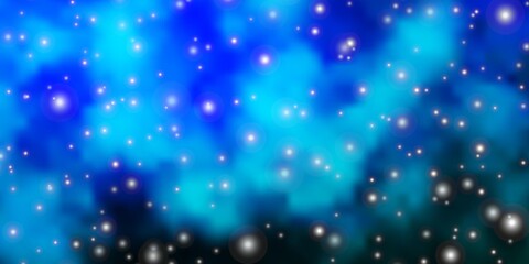 Light BLUE vector template with neon stars. Shining colorful illustration with small and big stars. Pattern for websites, landing pages.