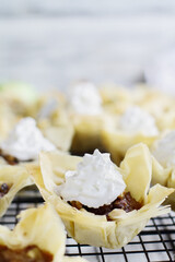 Mini Apple Pies Puff Pastries with Whipped Cream