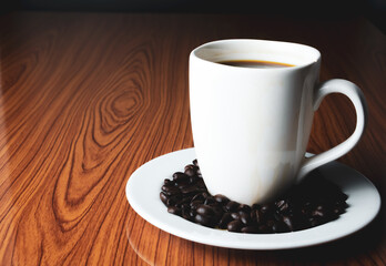 cup of coffee with beans