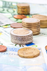 Money euro coins and banknotes