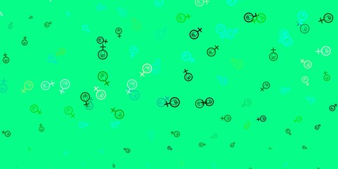 Light Blue, Yellow vector texture with women's rights symbols.