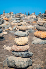 Fototapeta na wymiar Close-up of pebbles stack