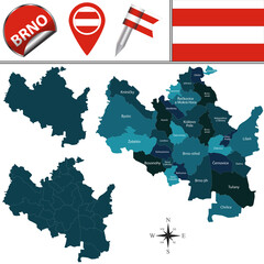 Fototapeta premium Mapa Brna, Republika Czeska