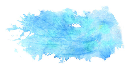 abstract watercolor background made of blue and turquoise colors stain. hand painted backdrop