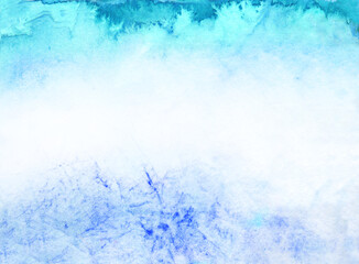 blue abstract watercolor background with texture. hand painted illustration