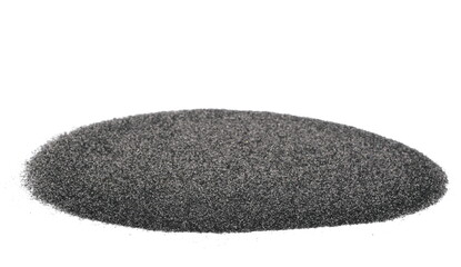 Pile black glitter isolated on white background and texture, side view
