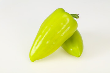 Sweet green bell pepper isolated on white