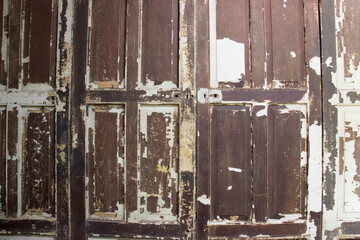 Old wooden door with coffee shop