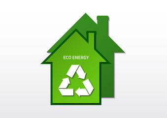 The concept of an energy-efficient home, nature conservation and pollution. Eco home icon. Vector illustration