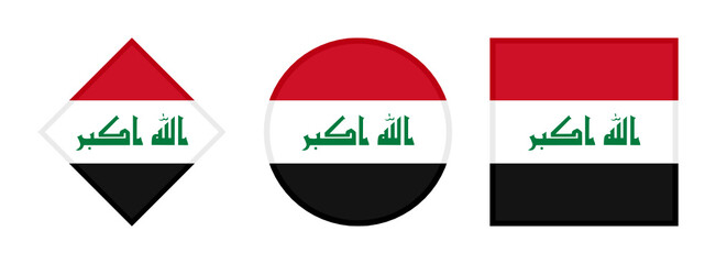 iraq flag icon set. isolated on white background
