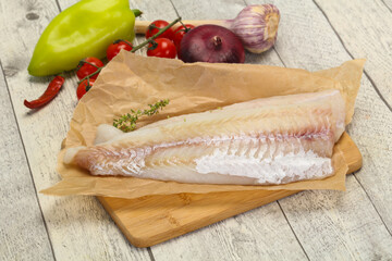 Pollack fillet raw ready for cooking