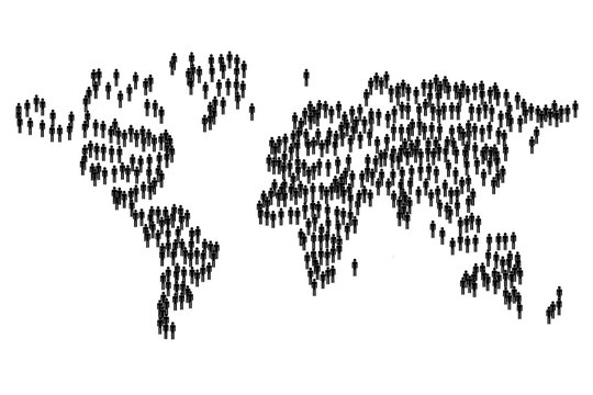 world map filled with people isolated vector illustration concept