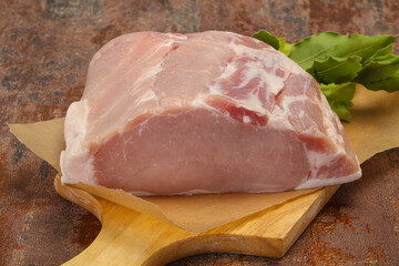 Raw pork meat piece for cooking