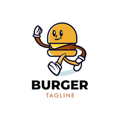 Simple and minimalist burger fast food restaurant mascot logo design template vector