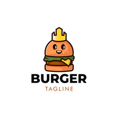 Simple and minimalist burger fast food restaurant mascot logo design template vector