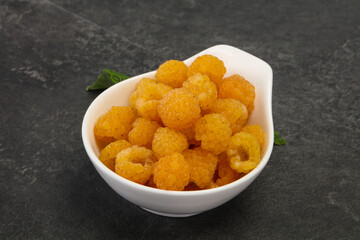 Sweet ripe tasty yellow raspberry