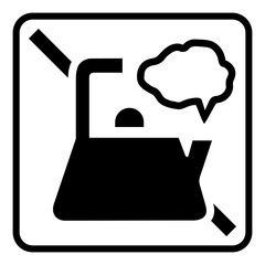 Fragile vector symbol isolated on white background, Kettle icon, Do not put a kettle above the box