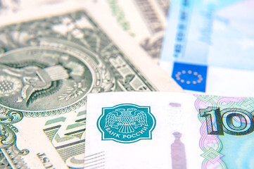 World money - Dollars, euros, russian roubles