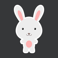 Cute funny baby hare sticker. Woodland adorable animal character for design of album, scrapbook, card, poster, invitation.