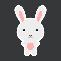 Cute funny baby hare sticker. Woodland adorable animal character for design of album, scrapbook, card, poster, invitation.