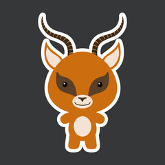 Cute funny baby gazelle sticker. African adorable animal character for design of album, scrapbook, card, poster, invitation.
