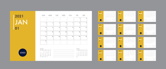 Calendar 2021 year template day planner in this minimalist