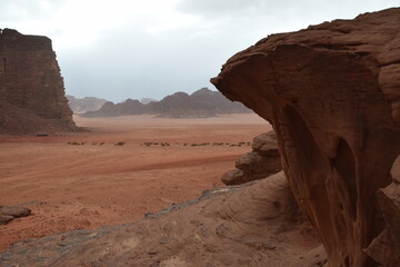 Start of a sandstorm in the Wadi Rum Desert, Jordan