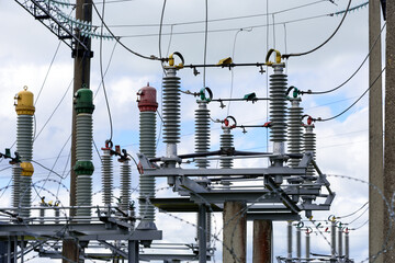 High voltage power transformer substation 
