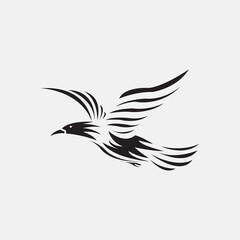 Flying eagle black illustration of vector design
