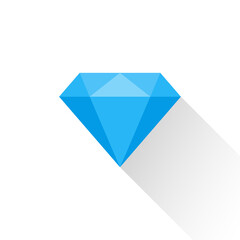 Diamond illustration. Vector gem jewel symbol sign. Cartoon diamond icon with shadow in trendy flat design.